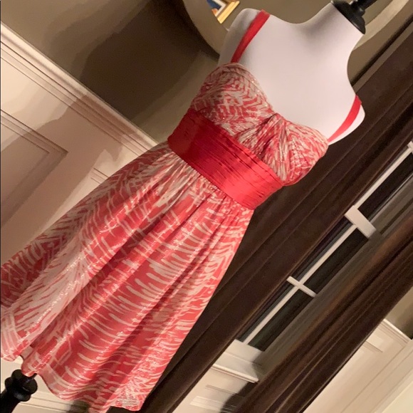 BCBG Maxazria Sliver threaded Gathered Dress Sz 4 - Picture 2 of 12